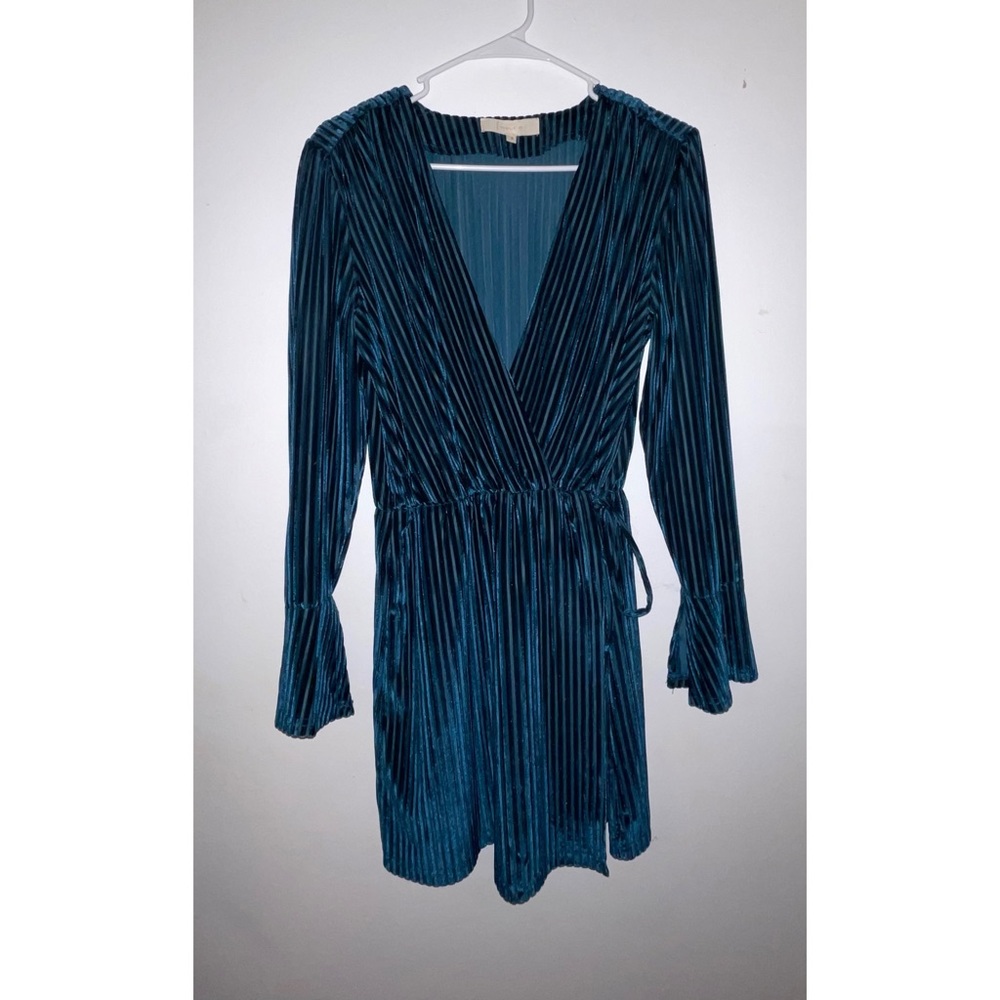 Teal velvet dress